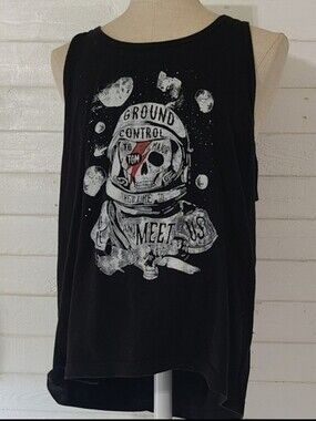 Lee Villains Men's Skull Graphic Print Gothic Bikercore Punk Tank Top Size XXL